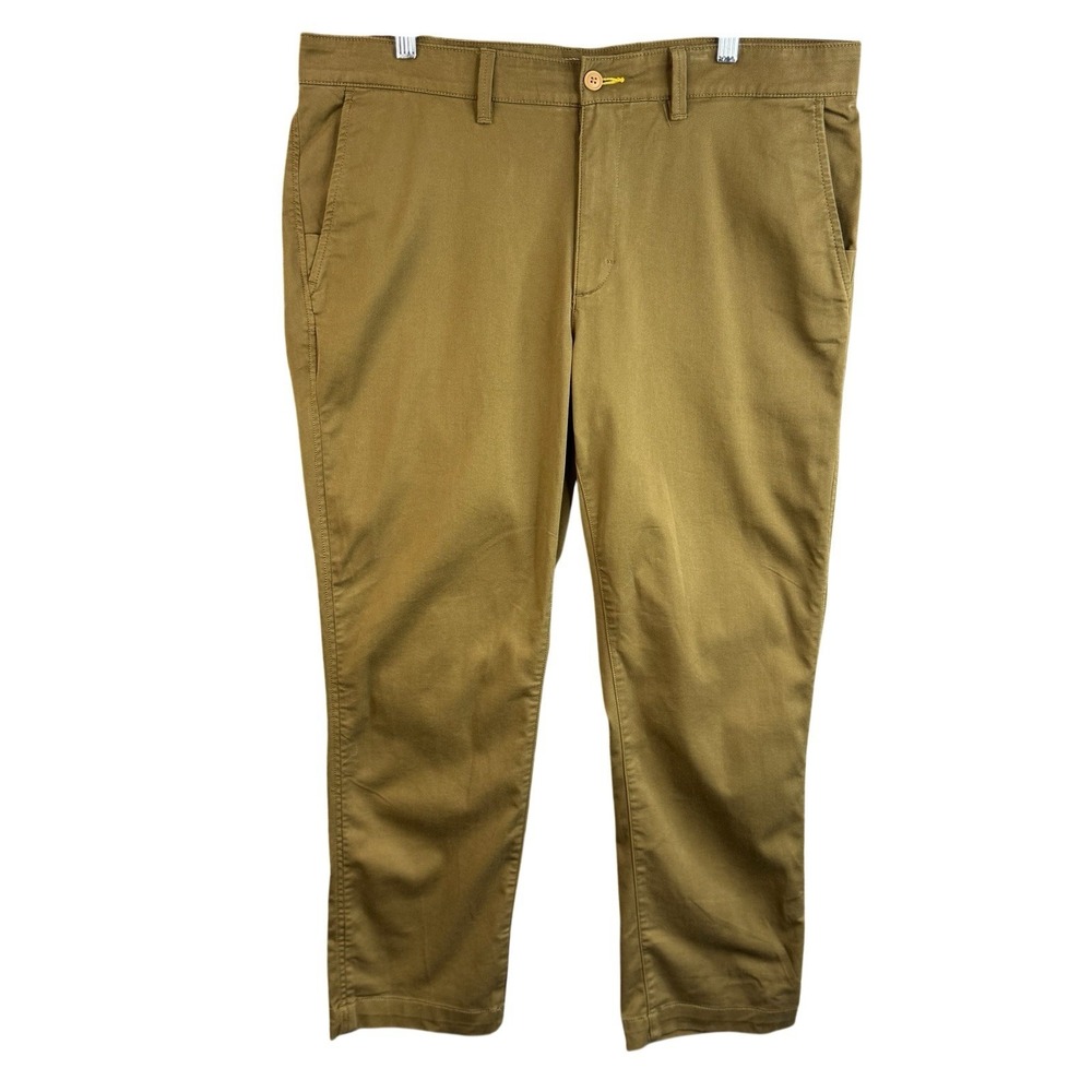 L.L.Bean Standard Fit Pants Mens 38x29 Olive Stretch Cotton Coolmax Casual Chino